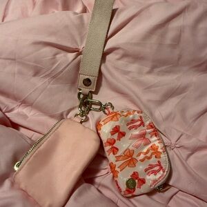 Pink and Orange Bow Print Mini Pouches